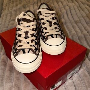 Valentino Beige and Black Canvas Sneakers